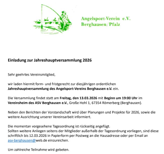 Einladung Hauptversammlung 2026